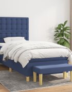 vidaXL Боксспринг легло с матрак синя 90x200 см плат