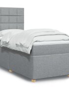 vidaXL Боксспринг легло с матрак светлосиво 100x200 см плат