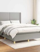 vidaXL Боксспринг легло с матрак светлосиво 140x190 см плат