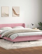 vidaXL Box Spring легло с матраци Розово 180x210 cm Кадифе