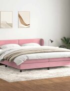 vidaXL Box Spring легло с матраци Розово 180x210 cm Кадифе
