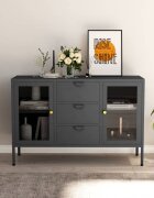 vidaXL Бюфет антрацит 105x35x70 см стомана и закалено стъкло
