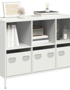 vidaXL Бюфет бял 1015x39x735 см студеновалцувана стомана