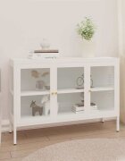 vidaXL Бюфет бял 105x35x70 см стомана и стъкло