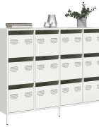 vidaXL Бюфет бял 135x39x1035 см студеновалцувана стомана
