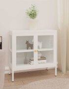 vidaXL Бюфет бял 70x35x70 см стомана и стъкло