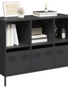 vidaXL Бюфет черен 1015x39x735 см студеновалцувана стомана