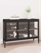 vidaXL Бюфет черен 105x35x70 см стомана и стъкло