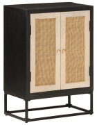 vidaXL Бюфет черен 55x30x76 см мангово дърво масив и желязо