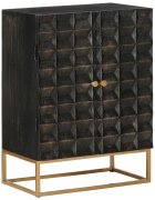 vidaXL Бюфет черен 55x34x75 см мангово дърво масив и желязо