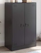 vidaXL Бюфет черен 67x39x107 см стомана