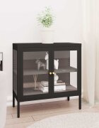 vidaXL Бюфет черен 70x35x70 см стомана и стъкло
