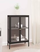 vidaXL Бюфет черен 75x35x105 см стомана и стъкло