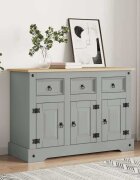 vidaXL Бюфет Corona сив 112x43x78 см мексикански бор масив