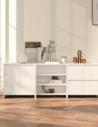 vidaXL Бюфет от 3 части бял инженерно дърво