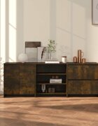 vidaXL Бюфет от 3 части опушен дъб инженерно дърво