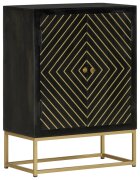 vidaXL Бюфет с 2 врати черно и златисто 55x30x75 см манго масив