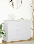vidaXL Бюфет с чекмеджета бял 1005x35x76 см инженерно дърво