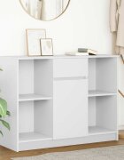 vidaXL Бюфет с чекмеджета бял 101x35x76 см инженерно дърво