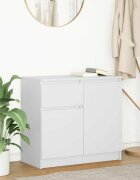vidaXL Бюфет с чекмеджета бял 71x35x65 см инженерно дърво