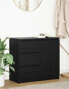 vidaXL Бюфет с чекмеджета черен дъб 71x35x65 см инженерно дърво