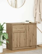vidaXL Бюфет с чекмеджета дъб артизан 71x35x65 см Инженерна дървесина