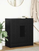 vidaXL Бюфет с чекмеджета и вратички черен дъб 705x34x745 см