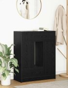 vidaXL Бюфет с чекмеджета и вратички черно и дъб 73x31x90 см