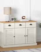 vidaXL Бюфет с чекмеджета VIGO 113x40x75 см бял бор масив