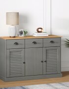 vidaXL Бюфет с чекмеджета VIGO 113x40x75 см сив бор масив