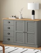 vidaXL Бюфет с чекмеджета VIGO 113x40x75 см сив бор масив