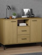 vidaXL Бюфет с метални крака кафява 113x40x77 см масивно дърво OSLO