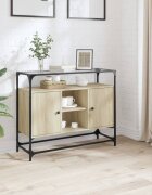 vidaXL Бюфет със стъклен плот дъб сонома 98x35x81см инженерно дърво