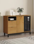 vidaXL Бюфет със стъклени вратички FLAM 110x40x80 см бор масив