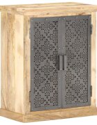 vidaXL Бюфет със стоманени врати 60x35x75 см мангово дърво масив