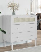 vidaXL Бюфет SENJA ратанова визия бял 80x40x80 см бор масив