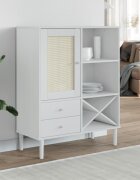 vidaXL Бюфет "SENJA" ратанова визия бял 90x40x112 см бор масив