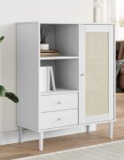 vidaXL Бюфет "SENJA" ратанова визия бял 90x40x112 см бор масив