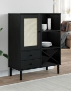 vidaXL Бюфет "SENJA" ратанова визия черен 90x40x112 см бор масив