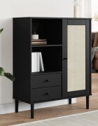 vidaXL Бюфет "SENJA" ратанова визия черен 90x40x112 см бор масив