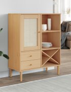 vidaXL Бюфет "SENJA" ратанова визия кафяв 90x40x112 см бор масив