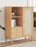 vidaXL Бюфет "SENJA" ратанова визия кафяв 90x40x112 см бор масив
