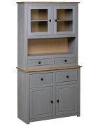 vidaXL Бюфет сив 93x405x180 см бор масив стил Панама