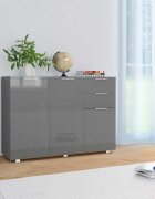 vidaXL Бюфет сиво със силен гланц 107x35x805 см