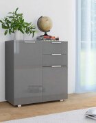 vidaXL Бюфет сиво със силен гланц 71x35x80 см инженерно дърво