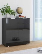 vidaXL Бюфет сиво със силен гланц 71x35x80 см инженерно дърво