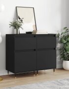 vidaXL Бюфети 2 бр черни 40x35x70 см инженерно дърво