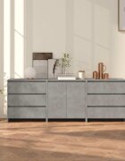 vidaXL Бюфети 3 бр бетонно сиво инженерна дървесина