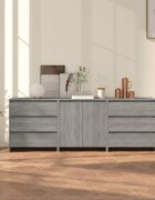 vidaXL Бюфети 3 бр сив сонома инженерна дървесина