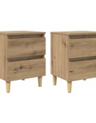 vidaXL Бюра за легло 2 бр. Дъб 40 x 35 x 50 см Инженерна дървесина